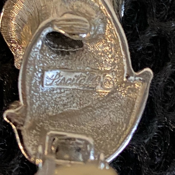 Vintage Piscitelli Chunky Rose Earrings Clip-on Silver Tone - Picture 8 of 12